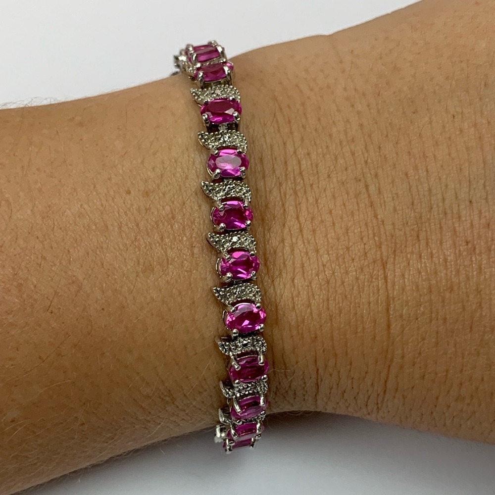 7.5” Pink Stone Tennis Bracelet - Picture 3 of 3